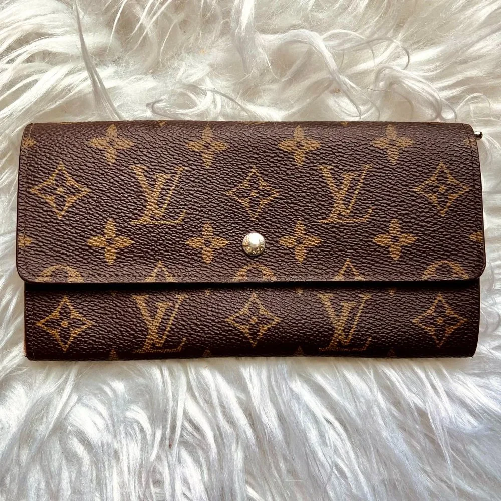 Authentic Louis Vuitton Porte Monnaie Monogram Pochette Credit Long Wallet M6172